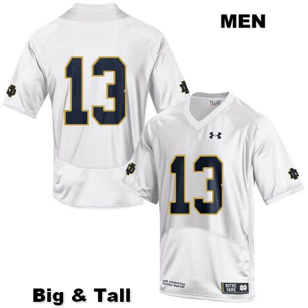 Men's NCAA Notre Dame Fighting Irish #13 Lawrence Keys III Stitched College Under Armour Authentic White Big & Tall No Name Football Jersey GY10N23TJ